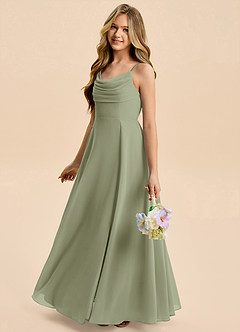 Azazie Gia Junior Pistachio A-Line Pleated Chiffon Dress image3