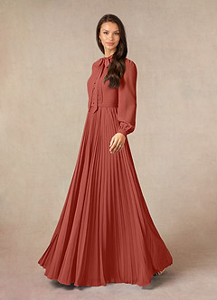 Azazie Adellah 신부의 어머니 드레스 A라인 주름진 쉬폰 플로어 길이 드레스 image2