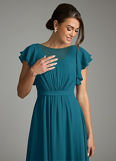 Azazie Daphne vestidos de dama de honor modestos Vestido de Corte en A Volantes Hasta el suelo Gasa image5