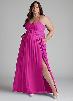 Azazie Annabelle Abiti da damigella d'onore premaman Abito A-Line con Scollo a V a Pieghe Maglia Floor-Length image9