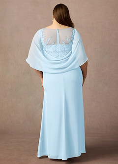 Azazie Hera Mother of the Bride Dresses Sky Blue A-Line Lace Capelet Chiffon Dress image7