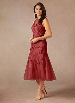 Azazie Herrin Mère de la mariée Robes Robe Sirène en Dentelle Rouille image4