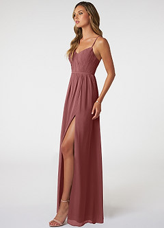 Azazie Zuma Final Sale Mulberry Flowy Sweetheart Neckline Chiffon Dress image3