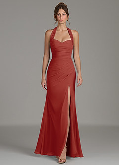 Azazie Destiny Bridesmaid Dresses Terracotta Mermaid Sweetheart Neckline Chiffon Dress image3