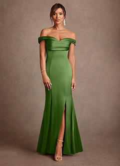 Azazie Boone Klänningar till brudens mor Klä Sjöjungfru i Stretch Satin Av axeln Basilika image2