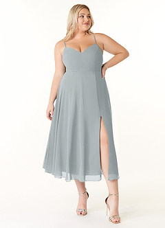 Azazie Clarissa Bridesmaid Dresses Dolphin Grey A-Line V-Neck Chiffon Dress image7