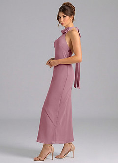 Azazie Velli Bridesmaid Dresses Vintage Mauve Mermaid High Neck Chiffon Dress image4