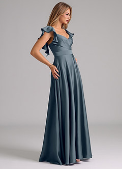 Azazie Leilani Bridesmaid Dresses Twilight A-Line Ruched Stretch Satin Dress image6