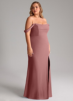 Azazie Saige Bridesmaid Dresses Desert Rose A-Line Off the Shoulder Chiffon Convertible Dress image12