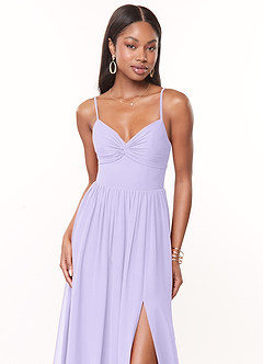 Azazie Zeya Vestidos de madrinha de casamento Vestir Lilás de Chiffon de Linha A com Plissado image5