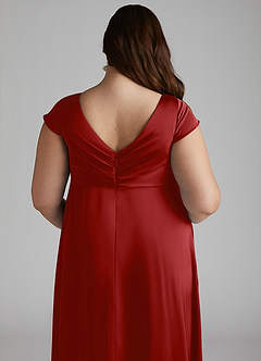 Azazie Allessia Maternity Bridesmaid Dresses A-Line Pleated Stretch Satin Floor-Length Dress image12