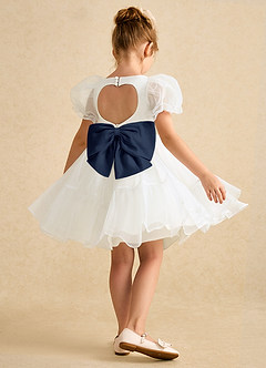 Azazie Debbie vestidos de niña de las flores Vestido de Marfil Marino Oscuro de Organza de Princesa con Escote de Corazón image6