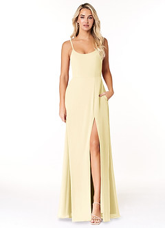 Azazie Moira Bridesmaid Dresses Lemon Sorbet A-Line Scoop Chiffon Dress image1