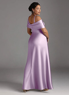 Azazie Milton Mother of the Bride Dresses Frosted Lilac A-Line Pleated Stretch Satin Dress image12