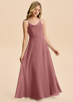 Azazie Gia Junior Desert Rose A-Line Pleated Chiffon Dress image4