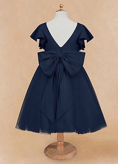 Azazie Kaeya Flower Girl Dresses Dark Navy A-Line Bow Tulle Dress image6