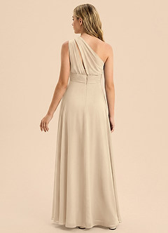 Azazie Skye Junior Abito A-Line in Chiffon Plissettato Champagne image2