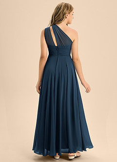 Azazie Charlize Junior Dark Navy A-Line Pleated Chiffon Dress image2