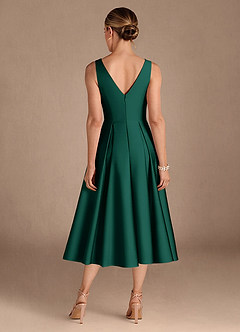 Azazie Fulton Mother of the Bride Dresses Emerald A-Line Pleated Stretch Satin Dress image3