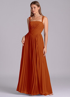 Azazie Mina Final Sale Paprika A-Line Pleated Chiffon Dress image1