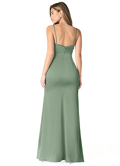 Azazie Linia Final Sale Matcha Mermaid Pleated Stretch Satin Dress image2