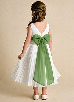 Azazie Margot Flower Girl Dresses Ivory Basil A-Line Pleated Chiffon Dress image5