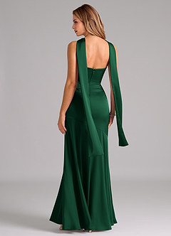 Azazie Shiloh Vestidos de damas de honor Vestido de Verde Oscuro de Satén Elástico de Corte Sirena Convertible con Sin tirantes image7