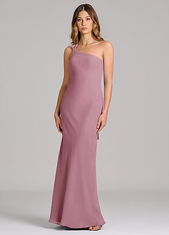 Azazie Monroe Final Sale Vintage Mauve Sheath One Shoulder Chiffon Dress image1