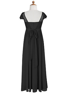 Azazie Silvermist Junior Robe Trapèze en Mousseline de soie Plissée Noir image9