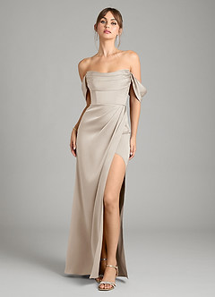 Azazie Johana Bridesmaid Dresses Frost Mermaid Off the Shoulder Stretch Satin Convertible Dress image6