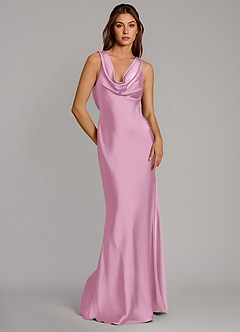 Azazie Cheryl Vestidos de damas de honor Vestido de Rosa Caramelo de Satén Elástico de Corte Sirena image1