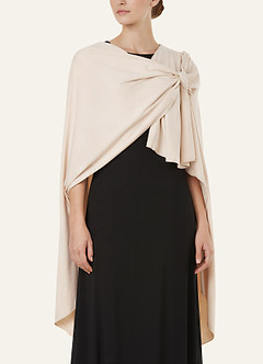 front Geweven gebreide cape met knoop aan de voorkant