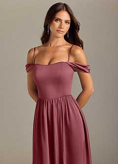 Azazie Calianna Vestidos de damas de honor Vestido de Rosa Del Desierto de Satén Elástico de Corte en A Convertible con Vestidos sin tirantes image3