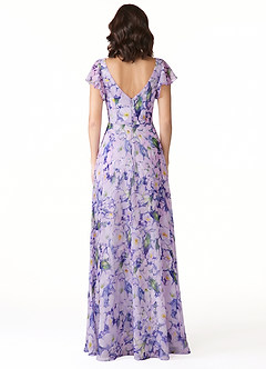 Azazie Omari Brautjungfernkleider A-Linie Chiffon Kleid Fliederblüte image2