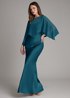 Azazie Ambra Bridesmaid Dresses Ink Blue Mermaid Pleated Stretch Satin Dress image5