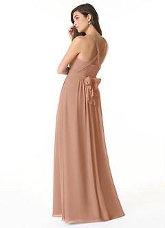 Azazie Olani Bridesmaid Dresses Champagne Rose A-Line Off the Shoulder Chiffon Convertible Dress image3