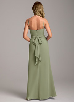 Azazie Tahlia Bridesmaid Dresses Pistachio A-Line with Belt Chiffon Dress image6