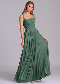 Azazie Mina Robes de demoiselle d'honneur Robe Trapèze en Mousseline de soie Plissée Mousse De Mer image3