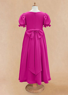Azazie Joss Blumenmädchenkleider A-Linie mit ärmel Chiffon Kleid Fuchsia image7