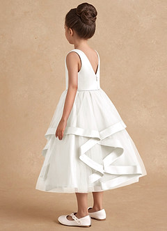 Azazie Posy Flower Girl Dresses Ivory A-Line Beaded Tulle Dress image2