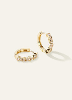 front Rhinestone Huggie Hoop Earrings