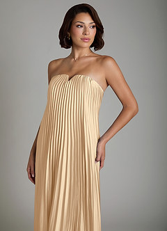 Azazie Rayna Bridesmaid Dresses Champagne A-Line Strapless Stretch Satin Dress image6