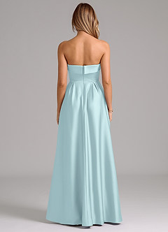 Azazie Lucienne Abiti da Damigella Abito Convertibile A-Line in Raso Elasticizzato Senza Cinturino Nuvola Blu image7