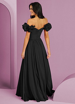 Barbie ♥ Azazie Brautjungfernkleider Wandelbar A-Linie Schulterfrei Chiffon Kleid Schwarz image2