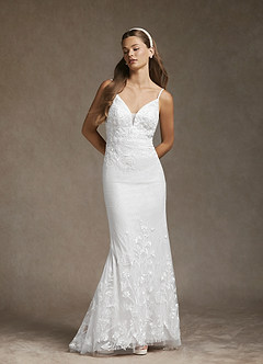 Azazie Sade Wedding Dresses Diamond White Mermaid Sequins Tulle Dress image4