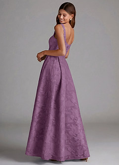 Azazie Amalie Bridesmaid Dresses Wisteria A-Line Pleated Floral Burnout Dress image2
