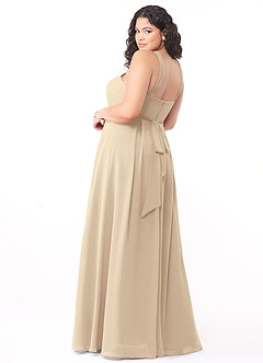 Azazie Dixie Abiti da Damigella Abito A-Line in Chiffon con Scollo Halter a Pieghe Champagne image9