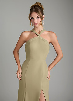 Azazie Rue Bridesmaid Dresses Moss Green A-Line Halter Chiffon Dress image3