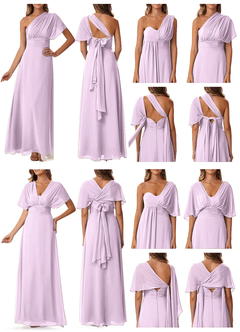 Azazie Fifi Abiti da Damigella Abito Convertibile A-Line in Chiffon Senza Cinturino Lilla Glassato image10