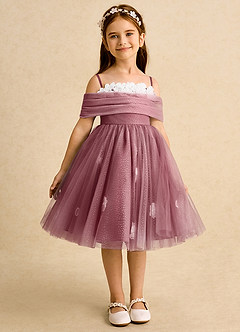 Azazie May Flower Girl Dresses Merlot Ball-Gown Pleated Tulle Dress image2